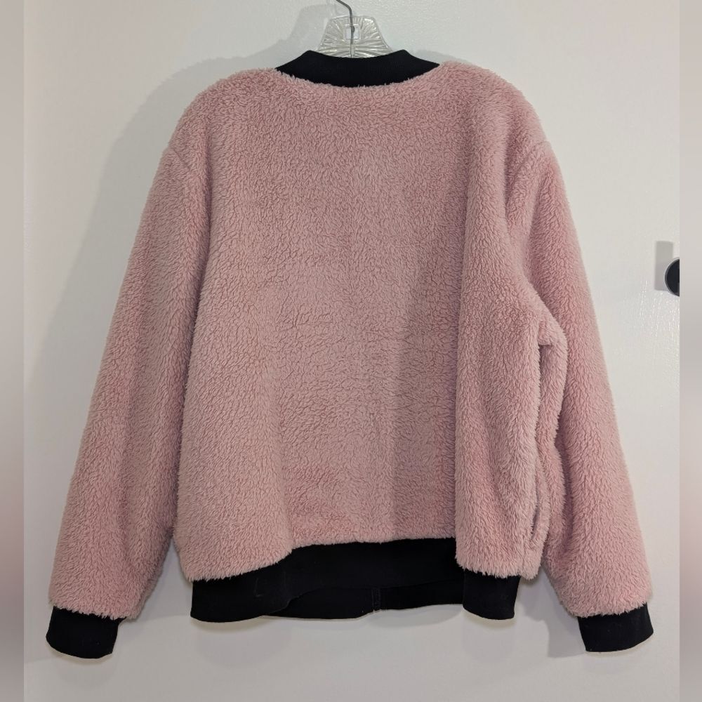 Disney Marie Pink Teddy Bomber Jacket XL Fuzzy Sherpa Kawaii Y2K Cozycore Zip - Picture 4 of 6